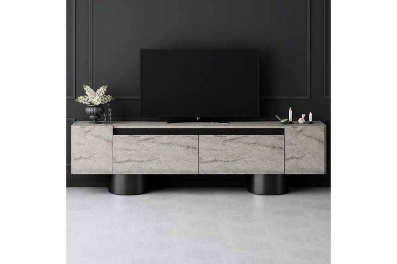 TV-bänk Travertin / Svart - Travertin / Svart - Möbler - TV- & Mediamöbler - TV bänk & mediabänk