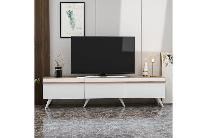 Tv-bänk Valentina 180x35 cm Vit - Hanah Home - Möbler - TV- & Mediamöbler - TV bänk & mediabänk