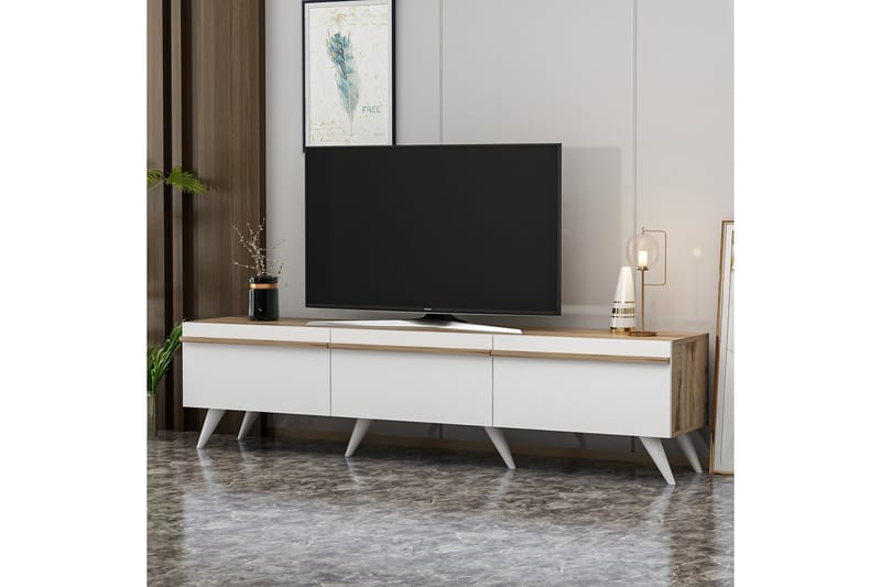 Tv-bänk Valentina 180x35 cm Vit - Hanah Home - Möbler - TV- & Mediamöbler - TV bänk & mediabänk