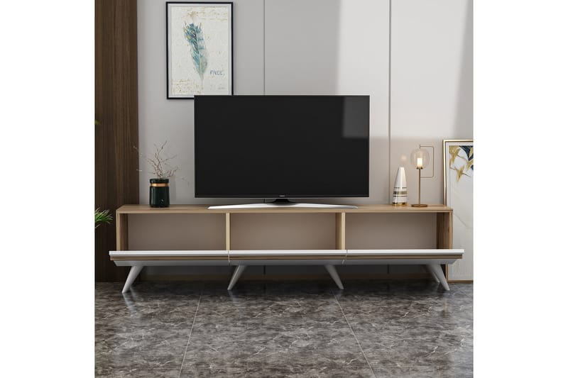 Tv-bänk Valentina 180x35 cm Vit - Hanah Home - Möbler - TV- & Mediamöbler - TV bänk & mediabänk