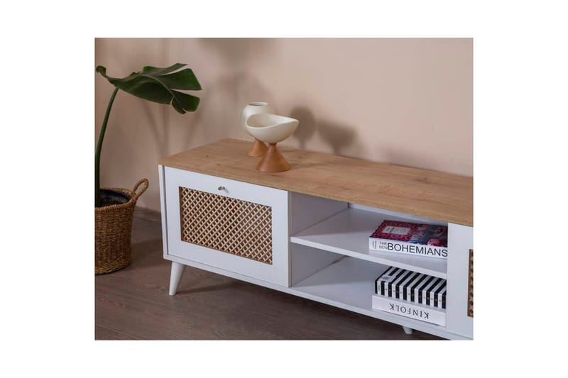 TV-bänk Velin Vit / Ek - Vit / Ek - Möbler - TV- & Mediamöbler - TV bänk & mediabänk