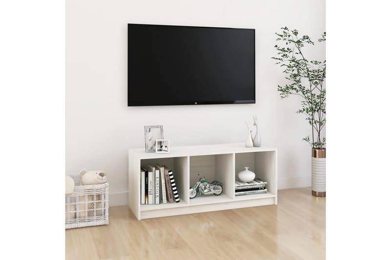 TV-bänk vit 104x33x41 cm massiv furu - Vit - TV bänk & mediabänk