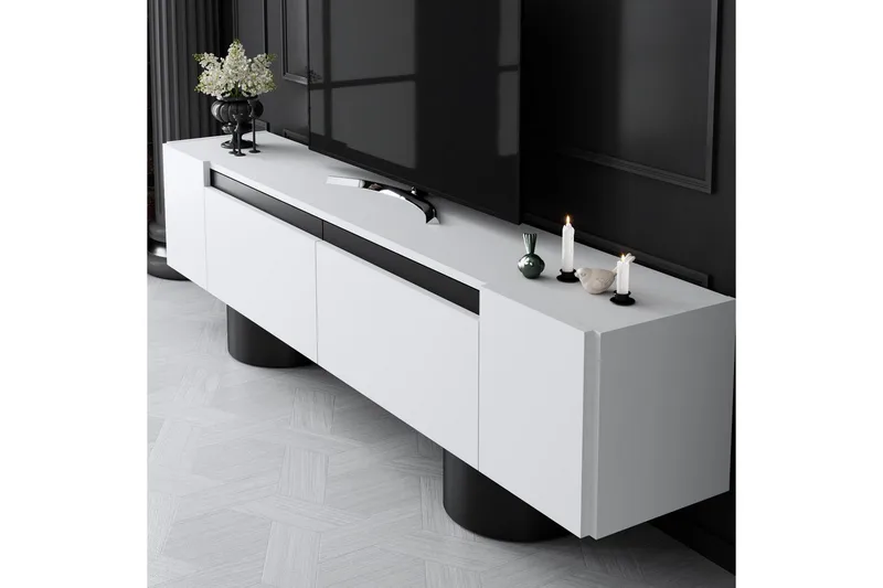 TV-bänk Vit / Svart - Vit / Svart - Möbler - TV- & Mediamöbler - TV bänk & mediabänk