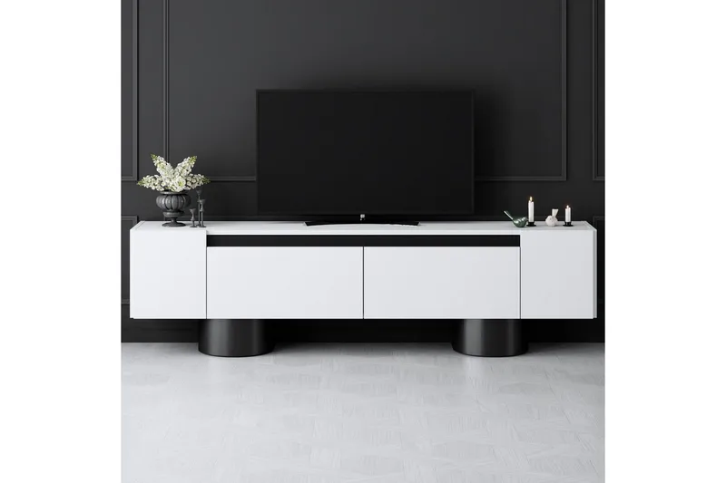 TV-bänk Vit / Svart - Vit / Svart - Möbler - TV- & Mediamöbler - TV bänk & mediabänk