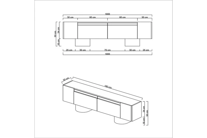 TV-bänk Vit / Svart - Vit / Svart - Möbler - TV- & Mediamöbler - TV bänk & mediabänk