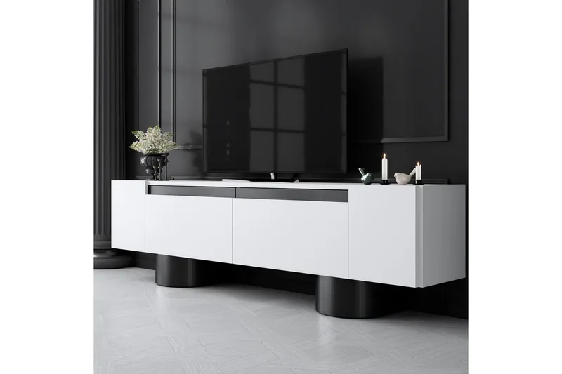 TV-bänk Vit / Svart - Vit / Svart - Möbler - TV- & Mediamöbler - TV bänk & mediabänk