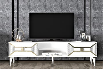 Tv-bänk Yumedi 150 cm - Vit/Guld - Möbler - TV- & Mediamöbler - TV bänk & mediabänk