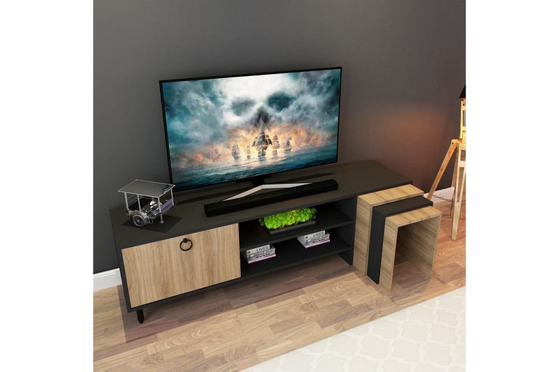 Tv-bänk Zigone 180 cm - Natur/Svart - TV bänk & mediabänk