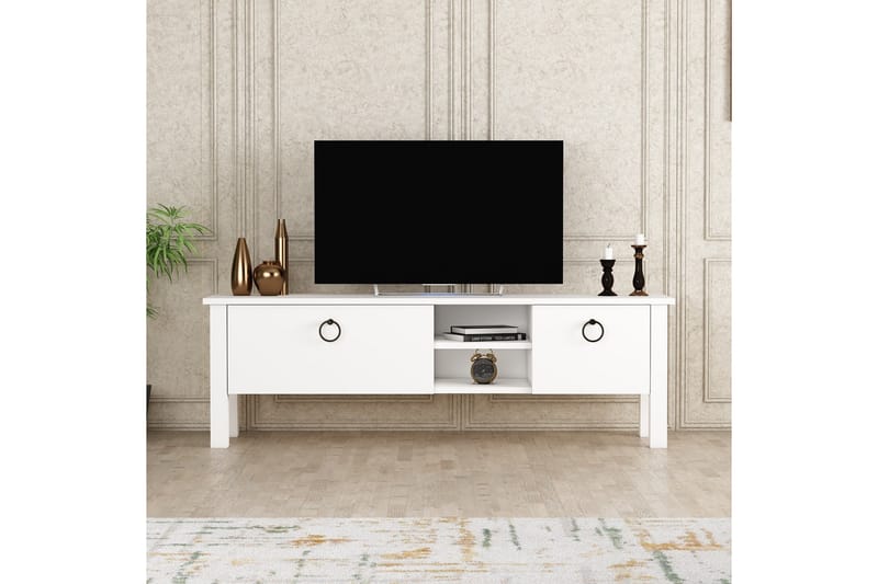 Tv-bänk Perrenmies 140x35 cm Vit - Hanah Home - TV bänk & mediabänk