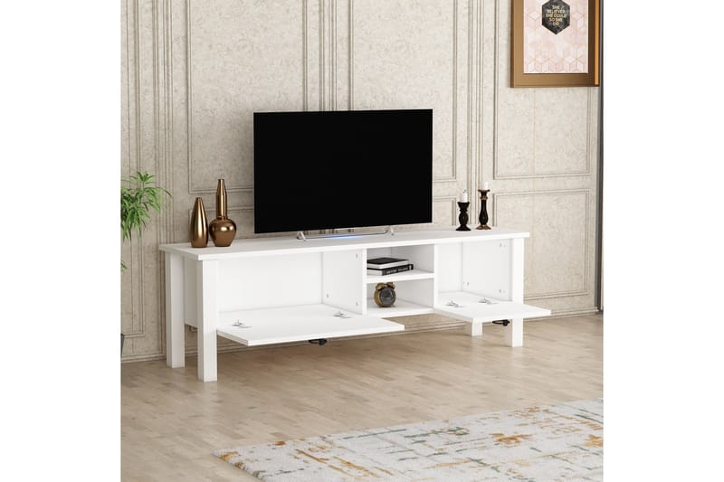 Tv-bänk Perrenmies 140x35 cm Vit - Hanah Home - TV bänk & mediabänk