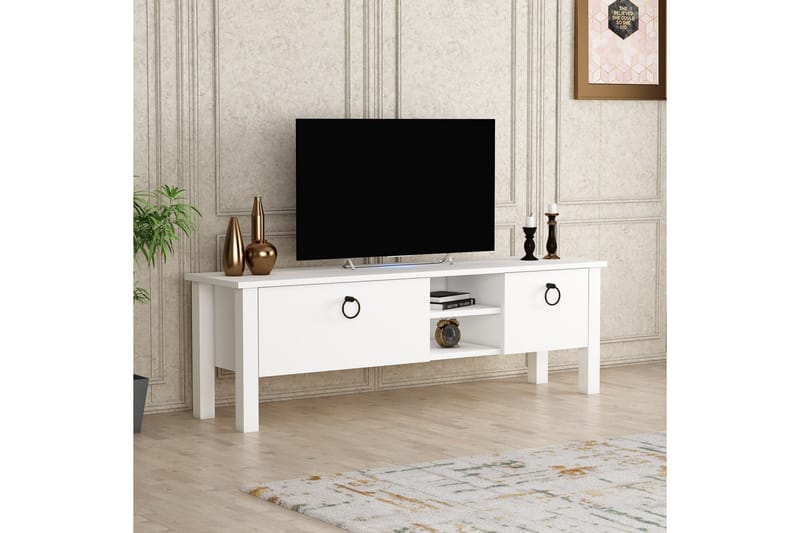 Tv-bänk Perrenmies 140x35 cm Vit - Hanah Home - TV bänk & mediabänk