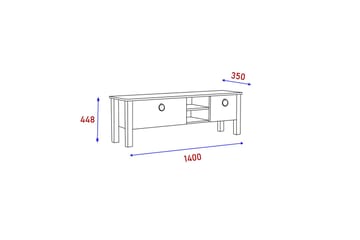 Tv-bänk Perrenmies 140x35 cm Vit/Svart - Hanah Home - Möbler - TV- & Mediamöbler - TV bänk & mediabänk