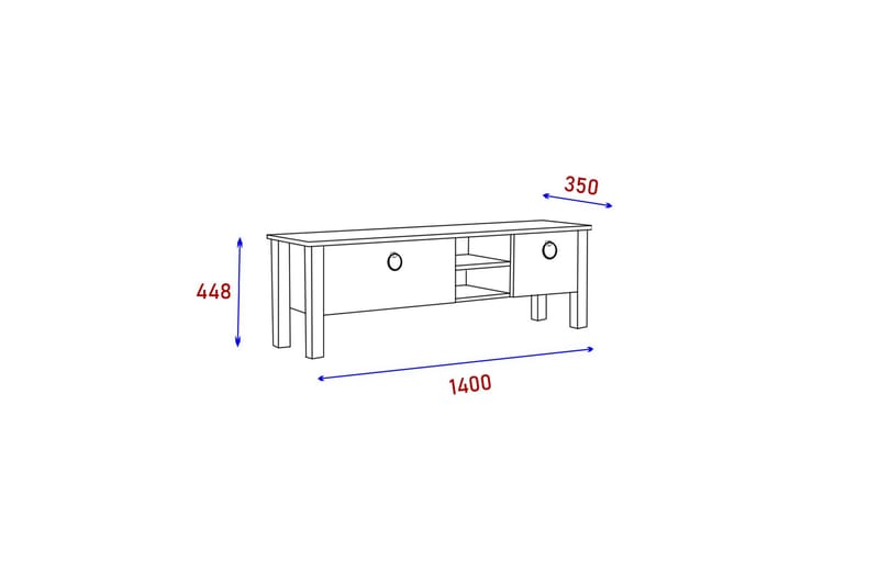 Tv-bänk Perrenmies 140x35 cm Vit - Hanah Home - TV bänk & mediabänk