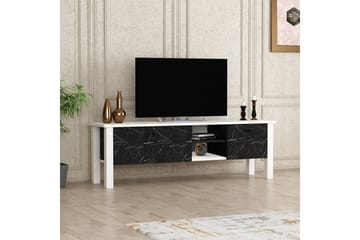 Tv-bänk Perrenmies 140x35 cm Vit/Svart - Hanah Home - Möbler - TV- & Mediamöbler - TV bänk & mediabänk