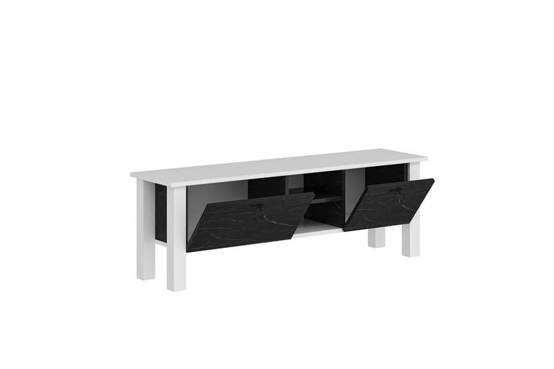 Tv-bänk Perrenmies 140x35 cm Vit/Svart - Hanah Home - Möbler - TV- & Mediamöbler - TV bänk & mediabänk