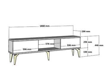 Tv-bänk Ponny 180 cm - Vit/Guld - Möbler - TV- & Mediamöbler - TV bänk & mediabänk