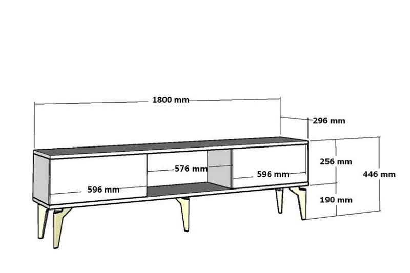 Tv-bänk Ponny 180 cm - Vit/Guld - Möbler - TV- & Mediamöbler - TV bänk & mediabänk