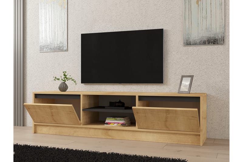 Tv-bänk Pelen 180 cm - Brun/Ek/Antracit - Möbler - TV- & Mediamöbler - TV bänk & mediabänk