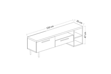 Tv-bänk Pariona 150 cm - Vit/Guld - Möbler - TV- & Mediamöbler - TV bänk & mediabänk