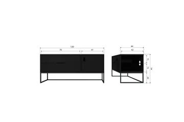 TV-enhet Silas - Blacknight, Ask, 120 cm - Möbler - TV- & Mediamöbler - TV bänk & mediabänk