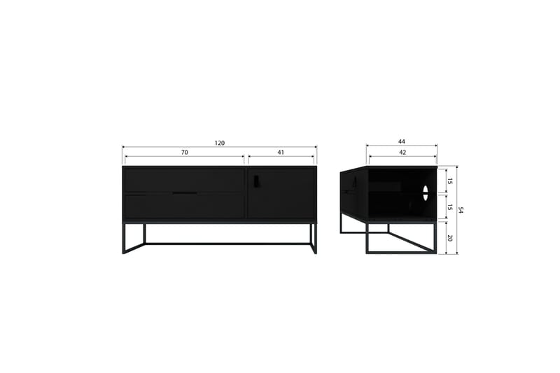 TV-enhet Silas - Blacknight, Ask, 120 cm - Möbler - TV- & Mediamöbler - TV bänk & mediabänk