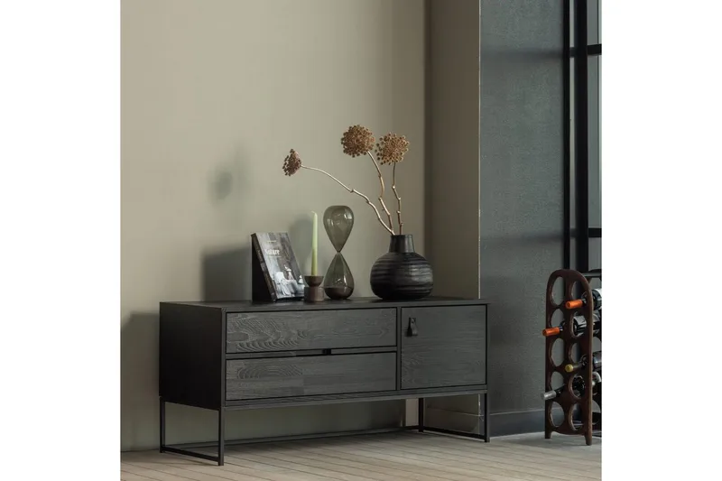 TV-enhet Silas - Blacknight, Ask, 120 cm - Möbler - TV- & Mediamöbler - TV bänk & mediabänk