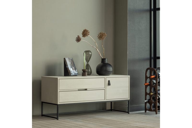 TV-enhet Silas - Damm, Borstat furu, 120 cm - Möbler - TV- & Mediamöbler - TV bänk & mediabänk