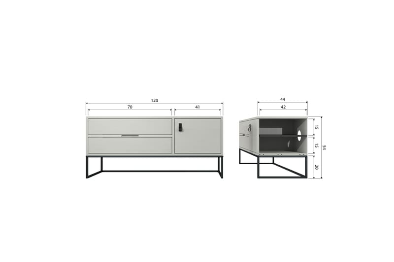 TV-enhet Silas - Damm, Borstat furu, 120 cm - Möbler - TV- & Mediamöbler - TV bänk & mediabänk