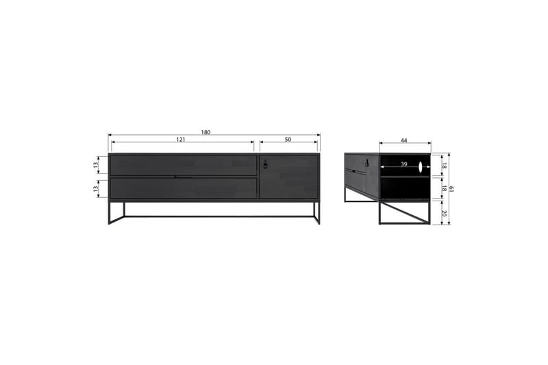 TV-enhet Silas - Damm, Borstat furu, 180 cm - Möbler - TV- & Mediamöbler - TV bänk & mediabänk