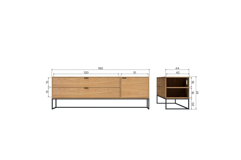TV-enhet Silas - Ek, Ek, 180 cm - Möbler - TV- & Mediamöbler - TV bänk & mediabänk