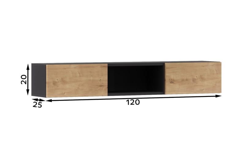 Tv-hylla Emika 25x20 cm - Ek - Möbler - TV- & Mediamöbler - TV-hylla