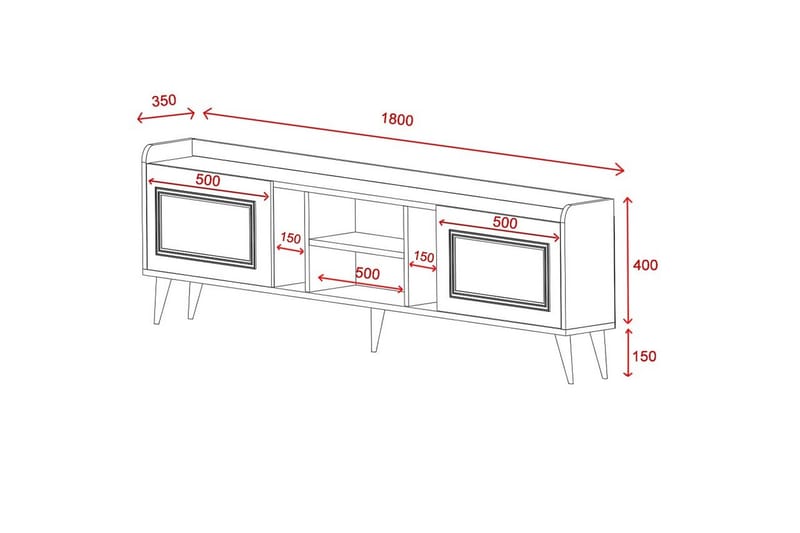 Tv-möbelset Alyasmin 180x27 cm Brun - Hanah Home - TV-möbelset