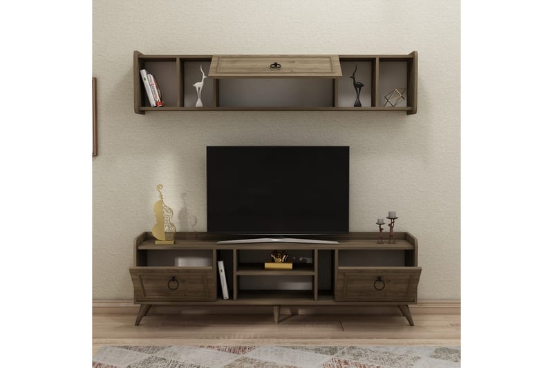 Tv-möbelset Alyasmin 180x27 cm Brun - Hanah Home - Möbler - TV- & Mediamöbler - TV-möbelset
