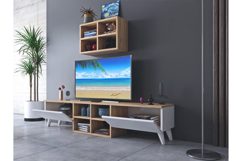 Tv-möbelset Betao Perez 160 cm - Mörkbrun/Vit - TV-möbelset