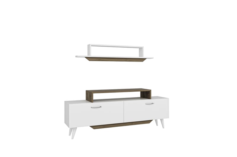 Tv-möbelset Fabrony 120x14,5 cm Vit/Brun - Hanah Home - Möbler - TV- & Mediamöbler - TV-möbelset