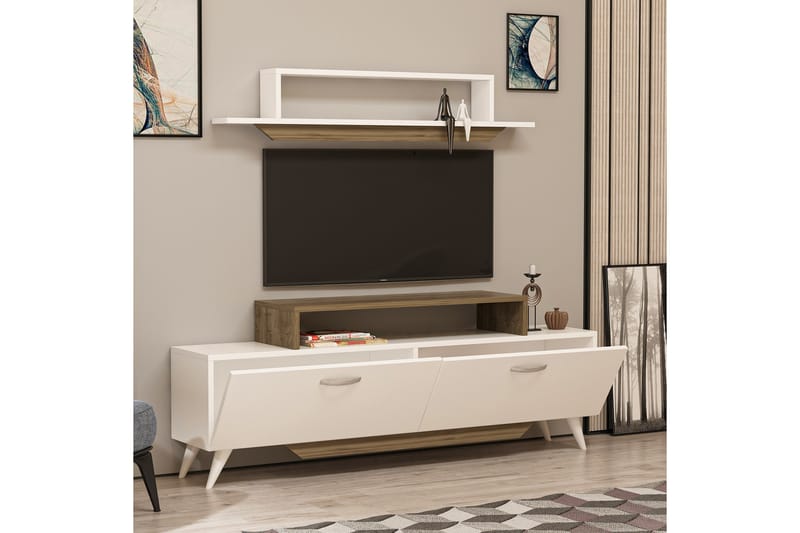 Tv-möbelset Fabrony 120x14,5 cm Vit/Brun - Hanah Home - TV-möbelset