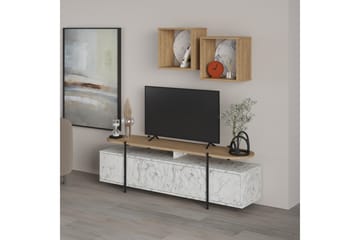 Tv-möbelset Hanley 160x35,6 cm Beige/Brun - Hanah Home - Möbler - TV- & Mediamöbler - TV-möbelset