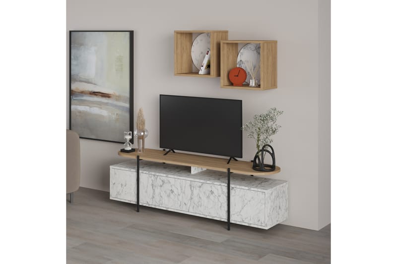 Tv-möbelset Hanley 160x35,6 cm Beige/Brun - Hanah Home - TV-möbelset