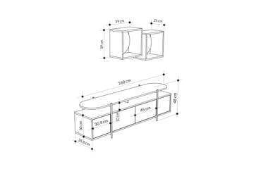 Tv-möbelset Hanley 160x35,6 cm Svart/Vit - Hanah Home - Möbler - TV- & Mediamöbler - TV-möbelset