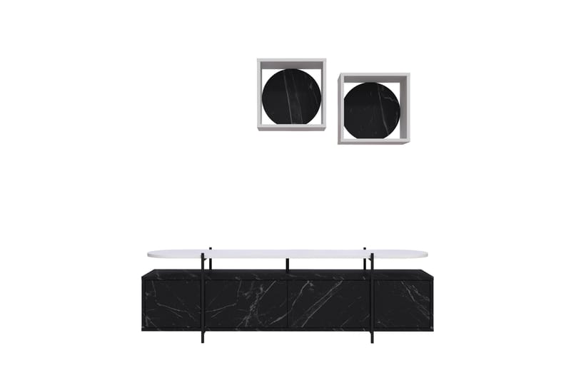 Tv-möbelset Hanley 160x35,6 cm Svart/Vit - Hanah Home - Möbler - TV- & Mediamöbler - TV-möbelset