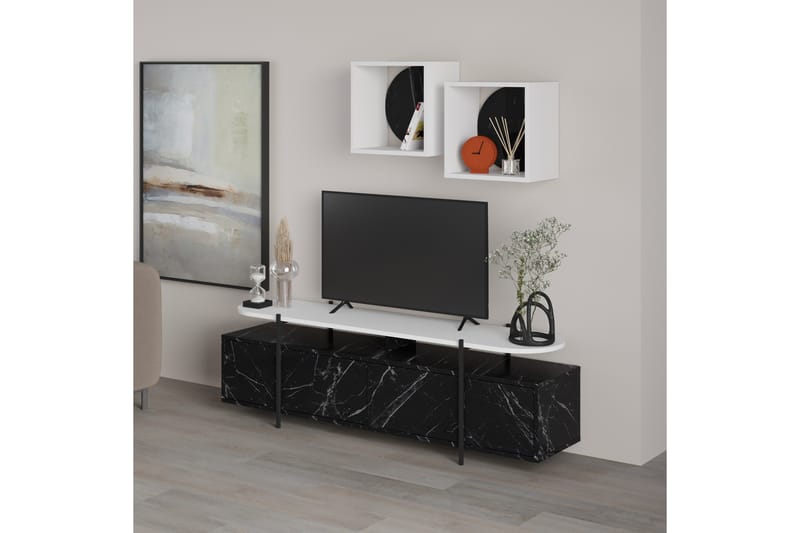 Tv-möbelset Hanley 160x35,6 cm Svart/Vit - Hanah Home - Möbler - TV- & Mediamöbler - TV-möbelset