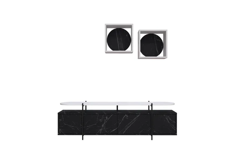 Hanley Tv-möbelset 160x35,6 cm Svart/Vit, Hanah Home