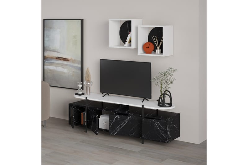 Hanley Tv-möbelset 160x35,6 cm Svart/Vit - Hanah Home - Möbler - TV- & Mediamöbler - TV-möbelset