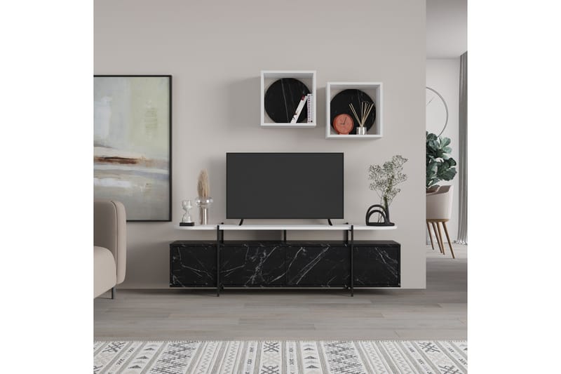 Hanley Tv-möbelset 160x35,6 cm Svart/Vit - Hanah Home - Möbler - TV- & Mediamöbler - TV-möbelset