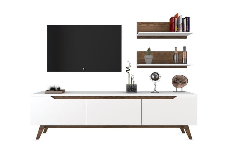 TV-Möbelset Horveryd 180 cm - Vit|Brun - TV-möbelset