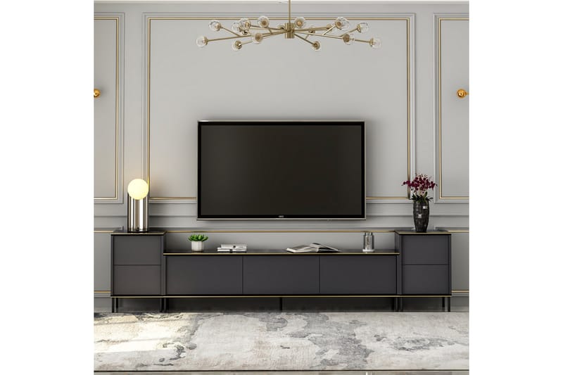 Tv-möbelset Imaj 180x35 cm Svart - Hanah Home - Möbler - TV- & Mediamöbler - TV-möbelset