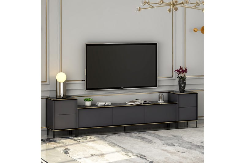 Tv-möbelset Imaj 180x35 cm Svart - Hanah Home - Möbler - TV- & Mediamöbler - TV-möbelset