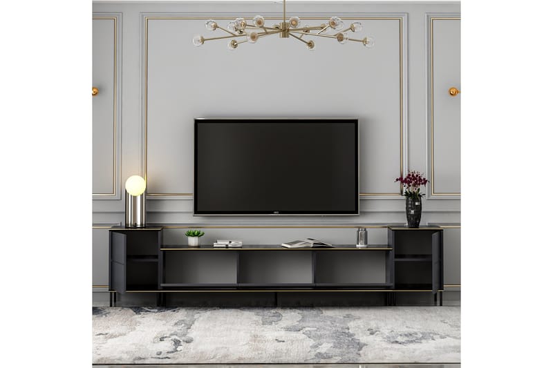 Tv-möbelset Imaj 180x35 cm Svart - Hanah Home - Möbler - TV- & Mediamöbler - TV-möbelset