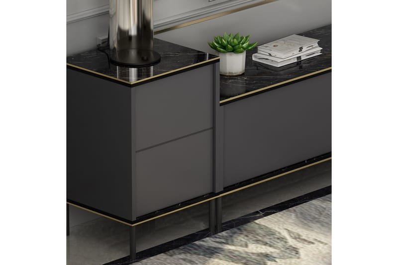 Tv-möbelset Imaj 180x35 cm Svart - Hanah Home - Möbler - TV- & Mediamöbler - TV-möbelset