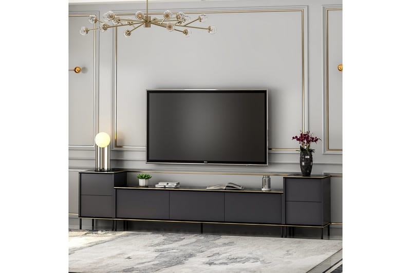 Tv-möbelset Imaj 180x35 cm Svart - Hanah Home - Möbler - TV- & Mediamöbler - TV-möbelset